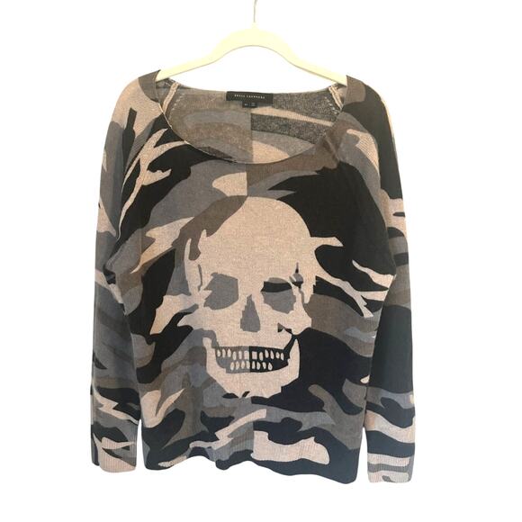 Skull Cashmere Sweaters - Skull Cashmere Lucy Camo Front Skull 100% Cashmere Sweater sz. XS